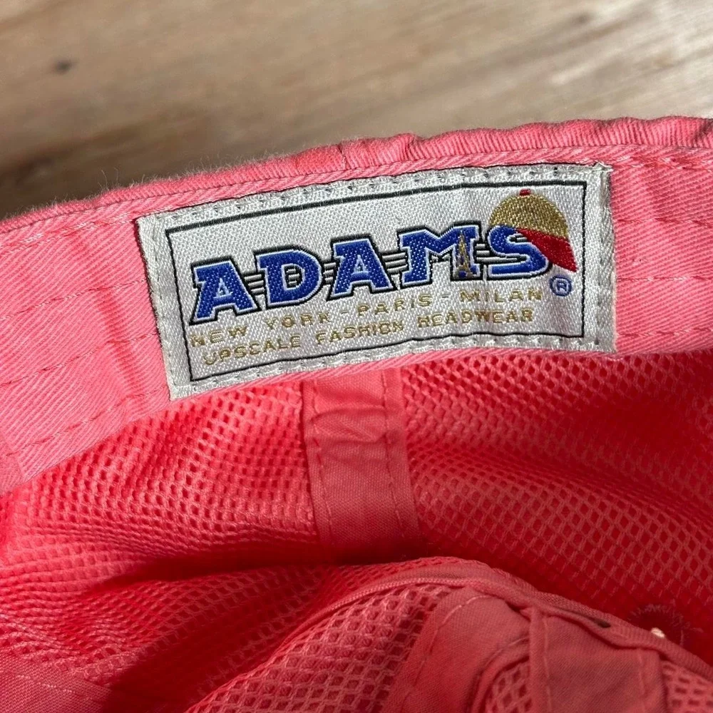 ADAMS Coral pink vintage 90s baseball cap Salmon Pink w/ Sunset Embroidery